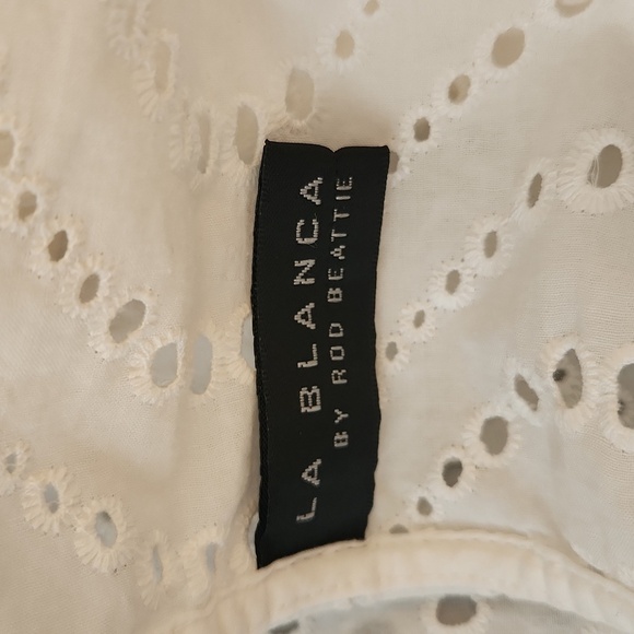 La Blanca White Short Sleeve Eyelet Swim Cover Up Size S - Picture 10 of 10